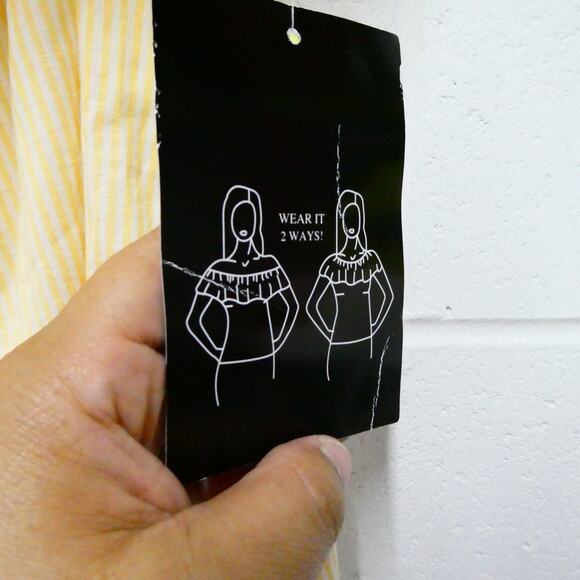 PerSeption Concept Women's Small Wear it two ways Dress yellow white stripes - Picture 4 of 7